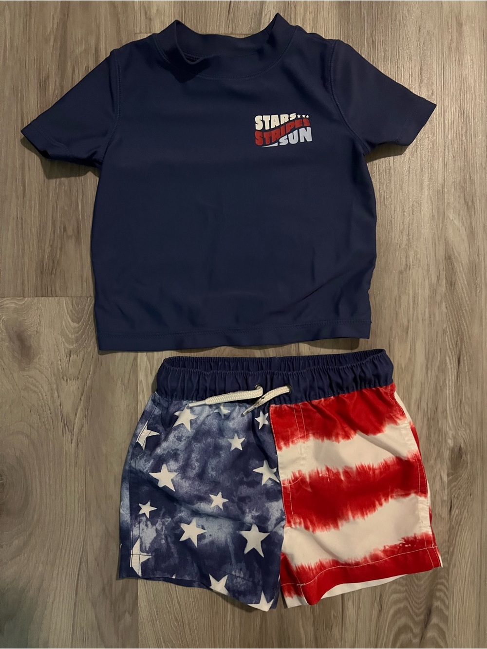 Osh kosh 'Stars & Sun' Swim Set with American Flag Shorts